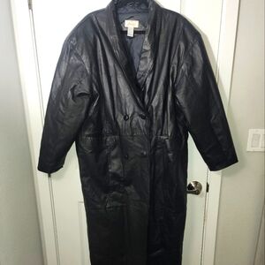 Vintage 80s Black leather coat size 1X